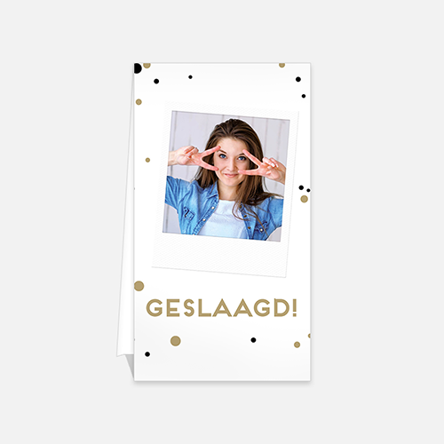 Lortye Feestje 036a Uitnodiging Geslaagd Wit